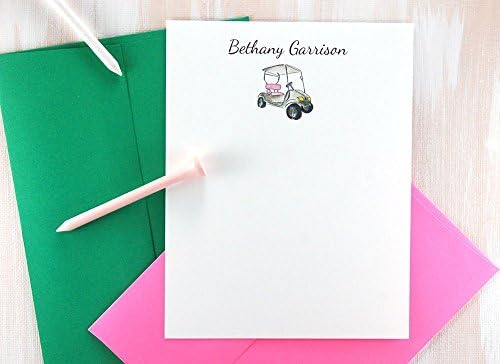 Personalized Stationery Set, Golf Gifts for Women, Golf Cart Stationary Set for Mom, Golf Gifts, Ladies Golf, Thank You Note Cards Set of 12