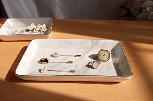 Eastyle Marble Rhombic Rectangular Jewelry Plate Jewelry Tray (Marble-A)
