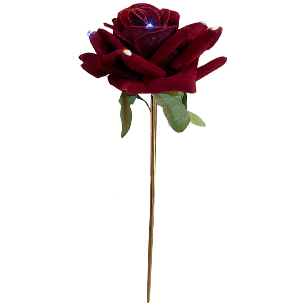 Beatifufu Rhinestone Red Rose Hair Stick Elegant Chinese Style Hairpin for Wedding Party Banquet Hair Bun Accessory 6.69In Decorative Styling Tool