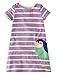 Fiream Girls Cotton Cartoon Shortsleeve Stripe Dress(S0200,2T)