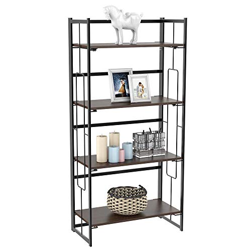 Yaheetech 4 Tier Folding Bookcase Vintage Bookshelf