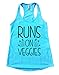 Funny Threadz Flowy Womens Run On Veggies Vegan Racerback Tank Small, Cancun Blue