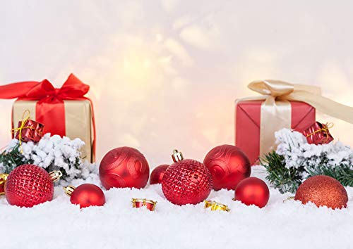 AMS 60mm/2.36'' Christmas Ball Plating Ornaments Tree Collection for Holiday Parties Decoration (28ct, Red)