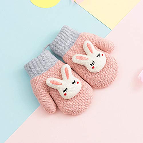 Toddler Baby Knitted Gloves Cute Winter Fleece Ski Mittens Xmas Gift for Kids - Thumbnail 5
