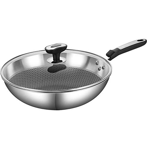 Cube Hybrid Stainless/Nonstick Cookware Wok with Helper Handle