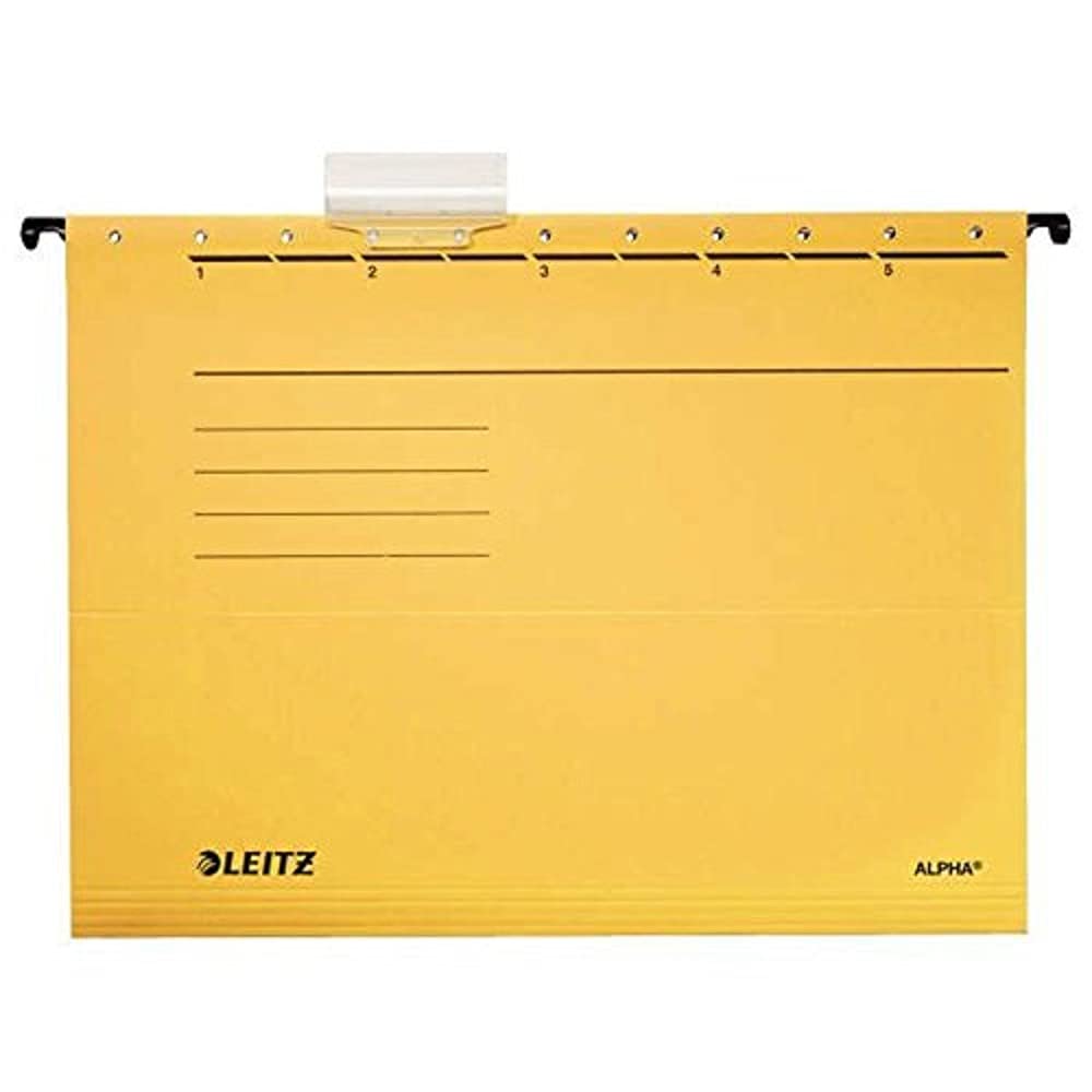 Esselte Leitz Alpha 19853015 Suspension File Coloured Card Pack of 5 Yellow