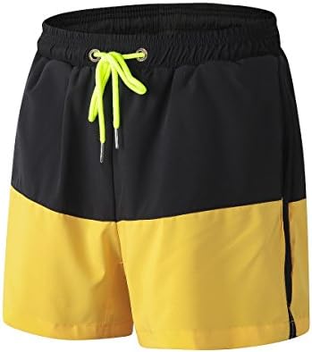 Aucou Men's Swim Trunks Swimwear Dry Fit Shorts with Pocket Beach Shorts( Yellow US M )