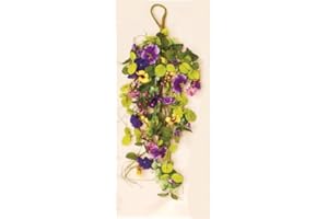 Worth Imports 24" Mixed Teardrop with Pansy Artificial Wreath, Purple