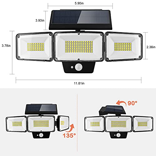 Solar Lights Outdoor 181 LED 1200Lm Solar Flood Lights Outdoor Motion Sensor Lights IP65 Waterproof Solar Security Lights Motion Outdoor for Porch Yard Garage Patio 1-Pack