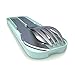 monbento - MB Pocket green Matcha case - Stainless steel cutlery set for lunch box - 3 Pieces fork knife spoon - Flatware set ideal for work travel school