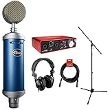 Blue Bluebird SL Large-Diaphragm Condenser Studio Microphone with Focusrite Scarlett 2i2 USB Audio Interface, HPC-A30 Monitor Headphone, Mic Stand &amp; 20' XLR Cable Bundle