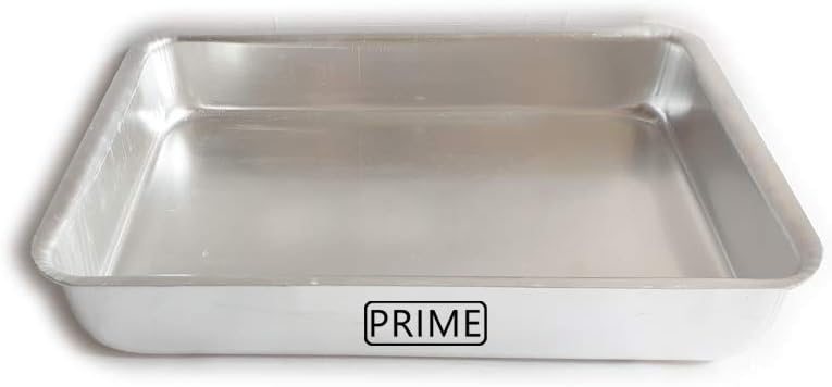 Prime Bakers and Moulders Aluminium Deep Baking Tray for Oven, Silver (13x9x2.5 Inch)