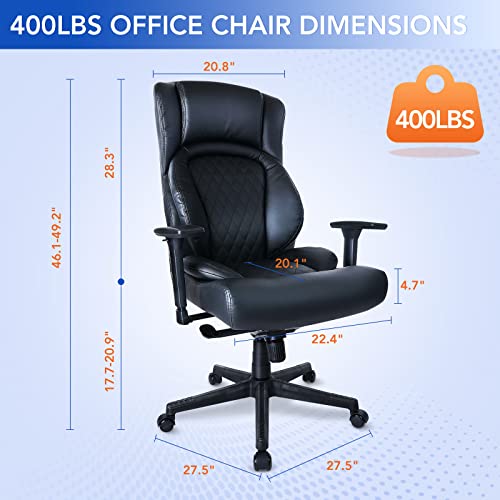 CLATINA Ergonomic Big and Tall Executive Office Chair with Upholstered  Swivel 400lbs High Capacity Adjustable