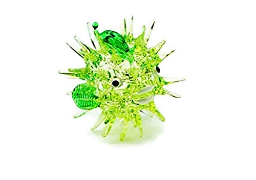 Aquarium MINIATURE HAND BLOWN Art GLASS Green Puffer Fish FIGURINE Collection