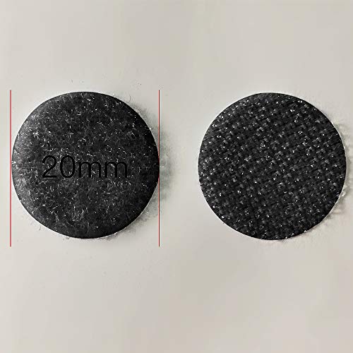 Heze 20mm Diameter Sticky Back Coins Hook & Loop Self Adhesive Dots Tapes (Black, 500pcs)