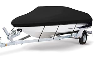 Boat Cover for Lund Adventure 1675, Watertight Marine Boat Cover All-Weather Trailerable Outdoor Protection Fits V-Hull, Fish
