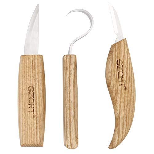 SZQHT Wood Carving Hook Knives Set for Spoon Carving Tools for Professional Spoon Carvers and Beginners 3 Knives in Tools Whittling Rough Knife Hook Knife(Bundle D) - Thumbnail 6