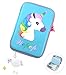 Pencil Case, iDelta 3D Cute EVA Unicorn Pen Pouch Stationery Box Anti-Shock Large Capacity Multi-Compartment for School with 4 unicorn pens