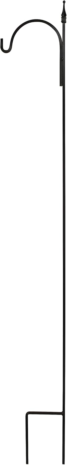 Outdoor Shepherd's Hooks - American Garden Works SQTSF Square Rod Single Arm Finial Shepherd Hook, 90