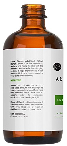 Retinol Serum 2.5% with Hyaluronic Acid & Vitamin E for Face, Acne Scars, Dark Spots by Kate Blanc. Professional Anti-Aging Topical Facial Serum, Anti-Wrinkle, Reduce Appearance of Fine Lines (1oz) - Thumbnail 6