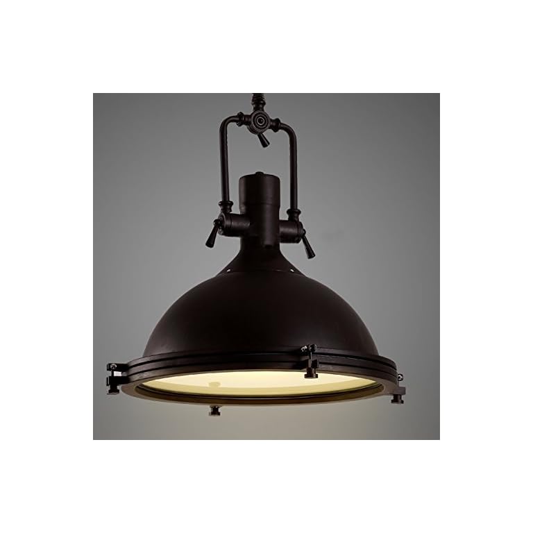 Industrial Nautical Pendant LightLITFAD 16" Wide Single Pendant with Frosted Diffuser Mounted