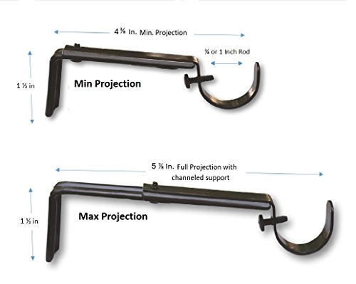 Simply Sublime Adjustable Curtain Rod Extension Brackets 1 Inch