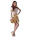 HDE Women's Shiny Liquid Metallic Wet Look Flared Pleated Skater Skirt Gold - M