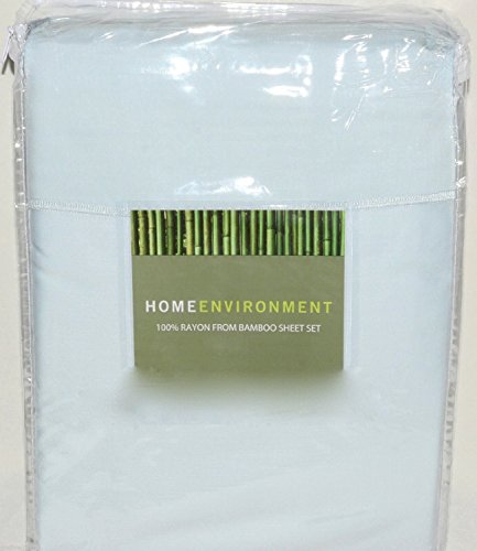 Home Enviroment Eco Friendly Antibacterial 100% Rayon From Bambo (4) Piece King Sheet Set Solid Light Blue
