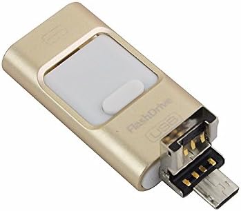 3 in 1 Lightening OTG USB Flash Drive Pen Drive for iPhone/ipad/Android Phones USB 3.0 Pendrive Memory Stick (256GB, Gold)