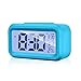 Alarm Clock Digital Large LCD Display Battery Operated Modern Portable Morning Sensor Smart Snooze Back-Light Multi-Function Clock Time Date Month Temperature Fits for Office Bedroom Dormitory Travel