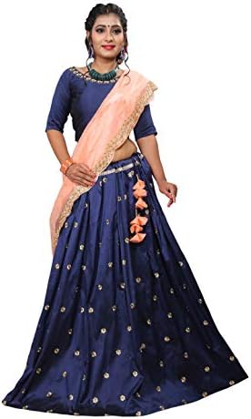 Arvicreation Women's Tafeta Silk Embroidered Lehenga Choli