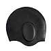 KATTEONG Swimming Cap Silicone Non-toxic Tasteless Long Hair Swim Cap with 3D Ergonomic Design Ear Pockets and Great High Elasticity for Teenagers Women and Adults Keeps Hair Clean Ear Dry