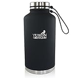 YUKON GROWLERS - Keep Your Drink Cold for 24 Hours or Hot for 12 Hours with this Vacuum-Insulated Stainless Steel Water Bottle - 64 oz - Original Model (Coal Growler)
