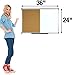 Magnetic Dry Erase and Cork Combo Board: 24x36, Aluminum Frame with 4 Markers, 4 Magnets, 10 Push Pins, 1 Eraser, Marker Tray & Hanging Hardware Included