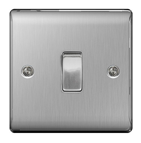 Pack of 5 - BG-Nexus-Metal 10A Single Intermediate Light Switch,Brushed Steel Finish