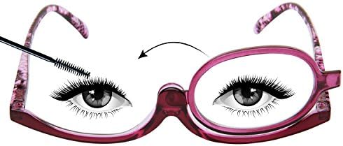 LianSan Readers Magnifying Makeup Glasses Flip Down Lens Folding Cosmetic Womens Make Up Reading Glasses L3660(+1.00,PURPLE)