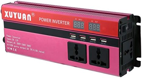 6000W Solar Power Generator Power Inverter, DC 12V to AC 220V Rechargeable Battery Pack Emergency Power Station Car Sine Wave Converter, for Household Appliances