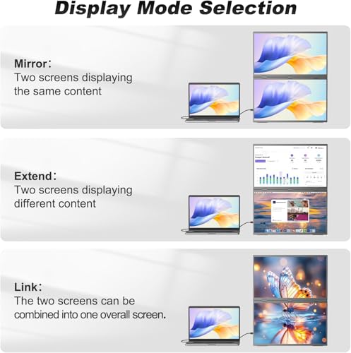 COOLHOOD Portable Dual Monitor 18.5 Inches, Portable Dual Screen with VESA Holes, Adjustable Viewing Angle/Stand for Laptop (Mac Wins)