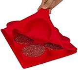 Silicone Burger Press 6 In 1 Freezer Container, Baby Food Storage, Baking Tray, Hamburger Patty Maker BBQ Grill Accessories (Red)