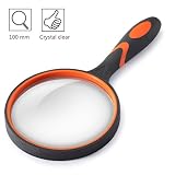 Magnifying Glass 3X Handheld Reading Magnifier - 100MM Large Magnifying Lens with Non-Slip Soft Handle for Book Newspaper Reading, Insect and Hobby Observation, Classroom Science (3X-100MM)