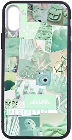 LuGeKe Mint Green Camera Print Phone Case for iPhone X/iPhone Xs/iPhone 10 Silicone Cases Creative Photos Pattern Cover Shock Absorption Flexible Skin Frame