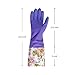FireBee Rubber Cleaning Gloves Thick Waterproof Kitchen Dishwashing Gloves with Lining Household Latex Gloves (Purple Large,1 Pair)