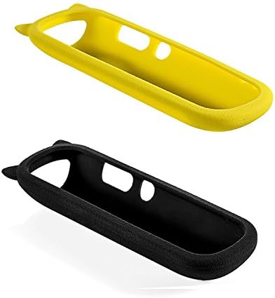 （Pack of 2） Black + Yellow Silicone Protective Soft Cases Covers For RC280 TCL ROKU TV Remote Control with Wrist Strap Cute Fashionable Case only