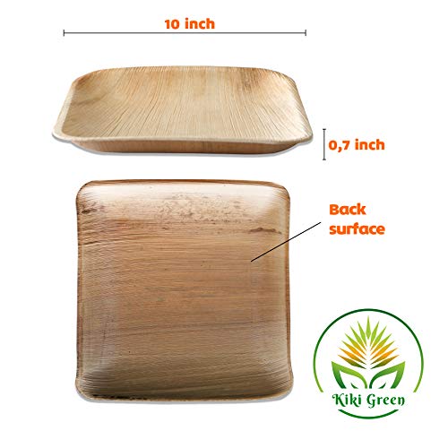 Compostable Plates 9.5 inch square 25pcs Palm Leaf Plates-our Biodegradable Plates Are Top Quality, We Use Eco Friendly Products For Party Plates-alternative to Bamboo Plates -made By KIKI Green