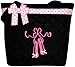 Lil Princess Girl's Quilted Dance Ballet Slippers Tote Bag with Pink Polka Dot Bow, Black