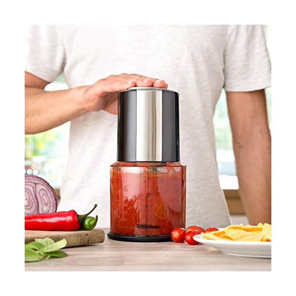 Sensio-Home-Mini-Food-ChopperSmall-Food-Processor--Electric-Dicer-Suitable-for-Baby-Food-Onion-and-Other-Vegetables-600ml-Blender-Bowl-and-Quad-Durable-Stainless-Steel-Blades--300W-Black Sensio Home Mini Food Chopper/Small Food Processor – Electric Dicer, Onion and Other Vegetables - 600ml Blender Bowl and…