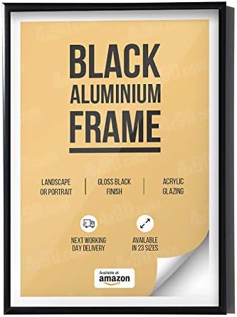A3 Black Aluminium Picture Frames - Poster Frame Non Glass Front - Perspex - 9mm Border - 21mm Deep