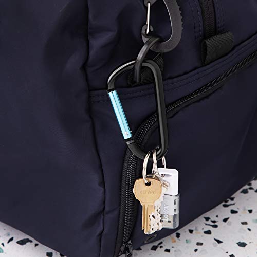 12Pack Aluminum Carabiner 3 Inch, Black D Shape Heavy Duty Buckle