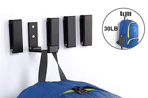 Foldable Adhesive Hooks,Heavy Duty Wall Hooks Zn Cu Alloy Ultra Strong Waterproof Hanger for Robe, Coat, Towel, Keys, Bags, Home, Kitchen, Bathroom (Set of 5) (Black)