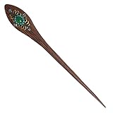 Tangc Fashion Hairpin Retro Women Elegant wooden Pin Colorful Hairpin Rhinestone Hair Stick (Blue)